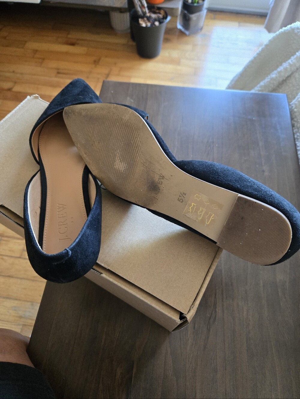 J. Crew Black Suede Pointed D'Orsay Flats - Picture 2 of 4